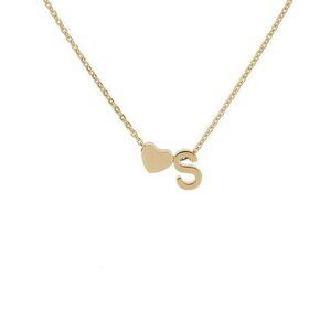 Heart Necklace 18K Gold Plated Stainless Steel Tiny Heart Letter Necklace